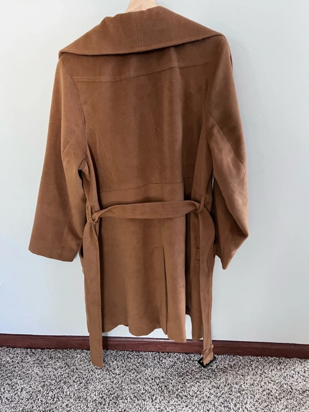Lane Bryant Camel Brown Shawl Collar‎ Belted Wool Blend Coat Womens Plus 22/24